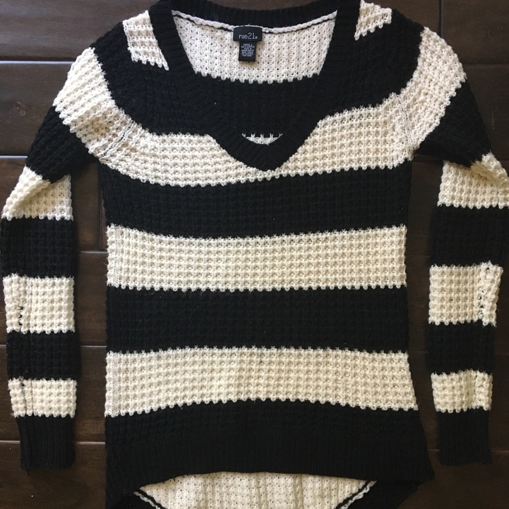 black and white striped sweater